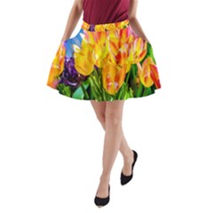 Festival Of Tulip Flowers A-line Pocket Skirt by FunnyCow