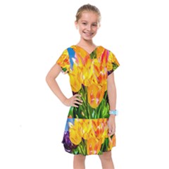 Festival Of Tulip Flowers Kids  Drop Waist Dress by FunnyCow