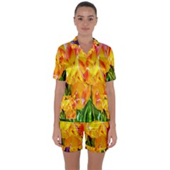 Festival Of Tulip Flowers Satin Short Sleeve Pyjamas Set by FunnyCow