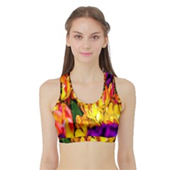 Fancy Tulip Flowers In Spring Sports Bra With Border by FunnyCow