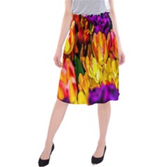 Fancy Tulip Flowers In Spring Midi Beach Skirt by FunnyCow