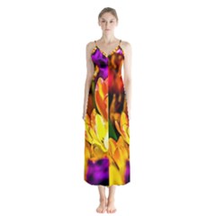 Fancy Tulip Flowers In Spring Button Up Chiffon Maxi Dress by FunnyCow