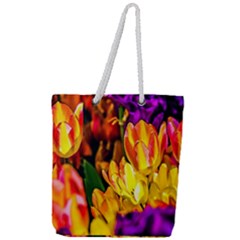 Fancy Tulip Flowers In Spring Full Print Rope Handle Tote (large) by FunnyCow