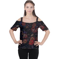 Floral Fireworks Cutout Shoulder Tee