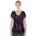 Floral Fireworks Short Sleeve Front Detail Top View1