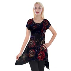 Floral Fireworks Short Sleeve Side Drop Tunic by FunnyCow