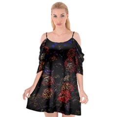 Floral Fireworks Cutout Spaghetti Strap Chiffon Dress by FunnyCow