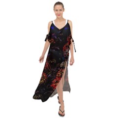 Floral Fireworks Maxi Chiffon Cover Up Dress by FunnyCow