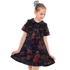 Floral Fireworks Kids  Short Sleeve Shirt Dress by FunnyCow