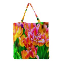 Blushing Tulip Flowers Grocery Tote Bag by FunnyCow