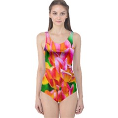 Blushing Tulip Flowers One Piece Swimsuit by FunnyCow