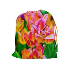 Blushing Tulip Flowers Drawstring Pouch (xl) by FunnyCow