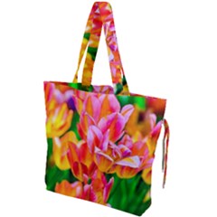 Blushing Tulip Flowers Drawstring Tote Bag