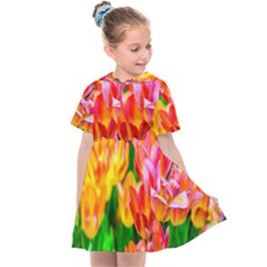 Blushing Tulip Flowers Kids  Sailor Dress by FunnyCow