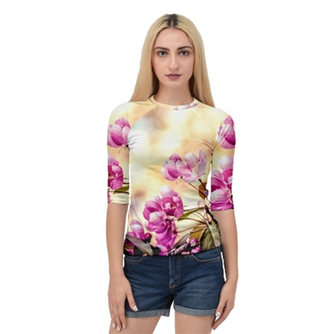 Paradise Apple Blossoms Quarter Sleeve Raglan Tee by FunnyCow