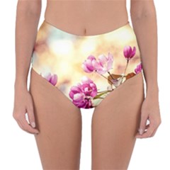 Paradise Apple Blossoms Reversible High-waist Bikini Bottoms by FunnyCow