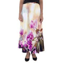 Paradise Apple Blossoms Flared Maxi Skirt by FunnyCow