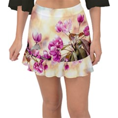 Paradise Apple Blossoms Fishtail Mini Chiffon Skirt by FunnyCow