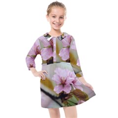 Soft Rains Of Spring Kids  Quarter Sleeve Shirt Dress by FunnyCow