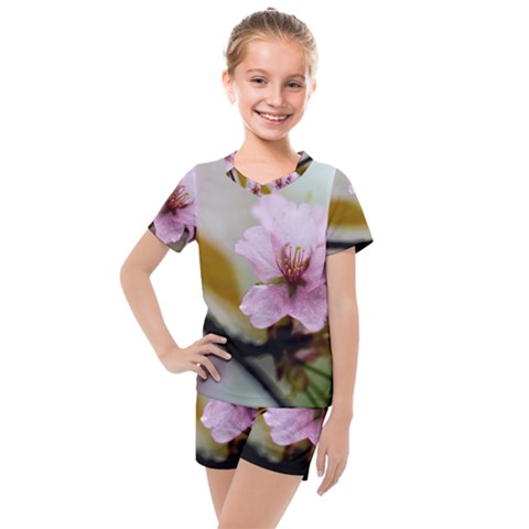 Soft Rains Of Spring Kids  Mesh Tee And Shorts Set by FunnyCow