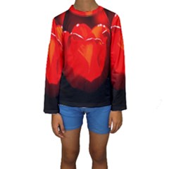 Red Tulip A Bowl Of Fire Kids  Long Sleeve Swimwear by FunnyCow