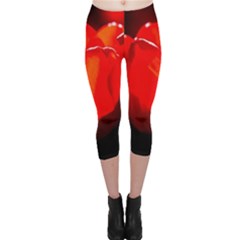 Red Tulip A Bowl Of Fire Capri Leggings  by FunnyCow