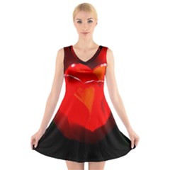 Red Tulip A Bowl Of Fire V-neck Sleeveless Dress by FunnyCow