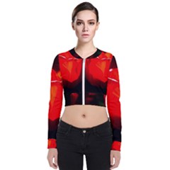 Red Tulip A Bowl Of Fire Zip Up Bomber Jacket by FunnyCow