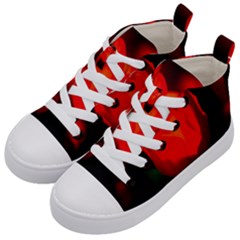 Red Tulip A Bowl Of Fire Kid s Mid-top Canvas Sneakers by FunnyCow