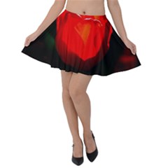 Red Tulip A Bowl Of Fire Velvet Skater Skirt by FunnyCow