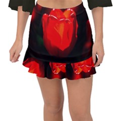 Red Tulip A Bowl Of Fire Fishtail Mini Chiffon Skirt by FunnyCow