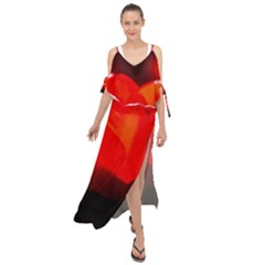 Red Tulip A Bowl Of Fire Maxi Chiffon Cover Up Dress by FunnyCow