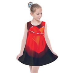 Red Tulip A Bowl Of Fire Kids  Summer Dress by FunnyCow