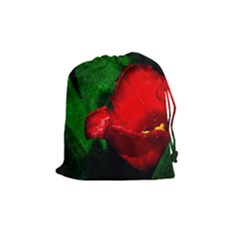 Red Tulip After The Shower Drawstring Pouch (medium) by FunnyCow