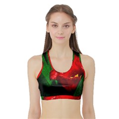 Red Tulip After The Shower Sports Bra With Border by FunnyCow