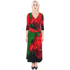 Red Tulip After The Shower Quarter Sleeve Wrap Maxi Dress by FunnyCow