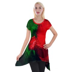 Red Tulip After The Shower Short Sleeve Side Drop Tunic by FunnyCow