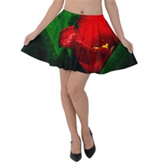 Red Tulip After The Shower Velvet Skater Skirt by FunnyCow