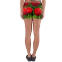 Three Red Tulips, Green Background Yoga Shorts View2