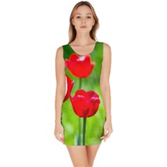 Red Tulip Flowers, Sunny Day Bodycon Dress by FunnyCow