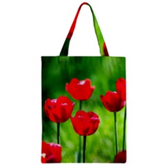 Red Tulip Flowers, Sunny Day Zipper Classic Tote Bag by FunnyCow