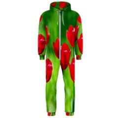 Red Tulip Flowers, Sunny Day Hooded Jumpsuit (men)  by FunnyCow