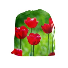 Red Tulip Flowers, Sunny Day Drawstring Pouch (xl) by FunnyCow