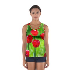 Red Tulip Flowers, Sunny Day Sport Tank Top  by FunnyCow