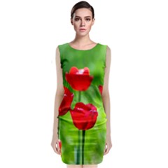 Red Tulip Flowers, Sunny Day Classic Sleeveless Midi Dress by FunnyCow