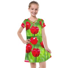 Red Tulip Flowers, Sunny Day Kids  Cross Web Dress