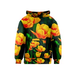 Yellow Orange Tulip Flowers Kids  Pullover Hoodie by FunnyCow