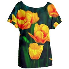 Yellow Orange Tulip Flowers Women s Oversized Tee by FunnyCow