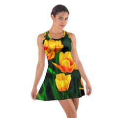 Yellow Orange Tulip Flowers Cotton Racerback Dress by FunnyCow