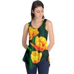 Yellow Orange Tulip Flowers Sleeveless Tunic by FunnyCow